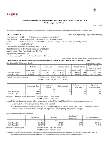 Thumbnail Nagase & Co. Financial Statement fy2026