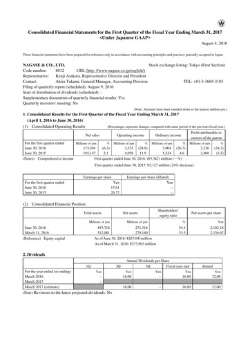 Thumbnail Nagase & Co. Quarterly Report 2016-q1