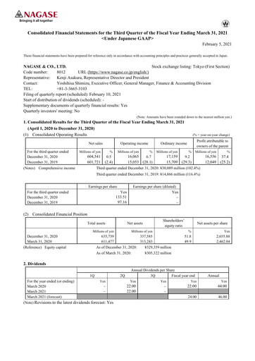 Thumbnail Nagase & Co. Quarterly Report 2020-q3