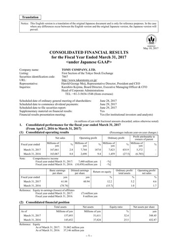 Thumbnail TOMY Company Financial Statement fy2017
