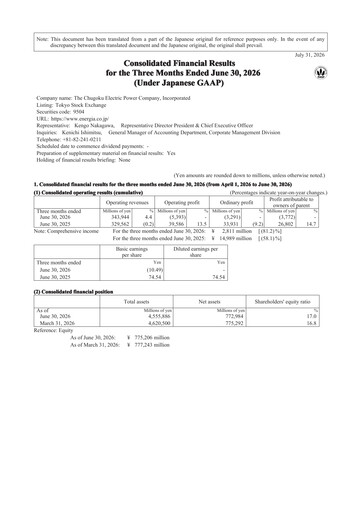 Vorschaubild The Chugoku Electric Power Quartalsbericht 2027-q1