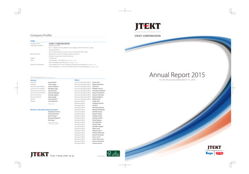 Thumbnail JTEKT Corporation Annual Report 2015