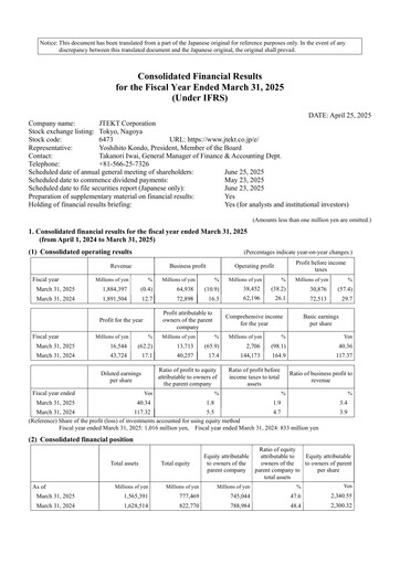 Thumbnail JTEKT Corporation Financial Statement fy2024
