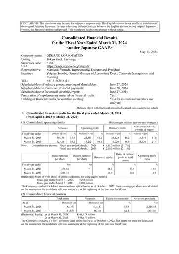 Thumbnail Organo Corporation Financial Statement fy2023