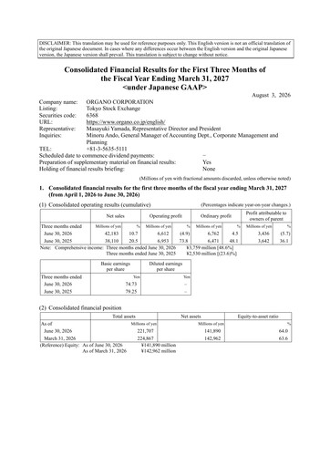 Thumbnail Organo Corporation Quarterly Report 2027-q1