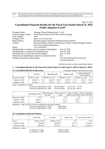 Thumbnail Takasago Thermal Engineering Financial Statement fy2025