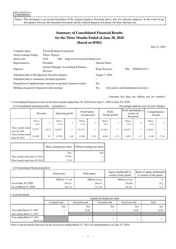 Vorschaubild Toyota Boshoku Corporation Quartalsbericht 2021-q1