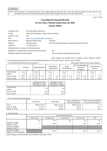 Thumbnail Toyota Boshoku Corporation Quarterly Report 2027-q1