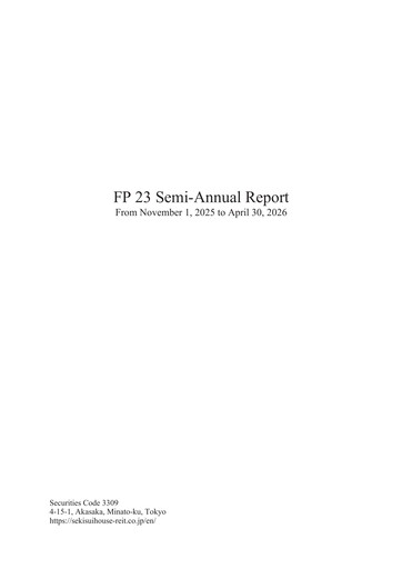 Thumbnail Sekisui House Reit Half-year Report 2026-h1
