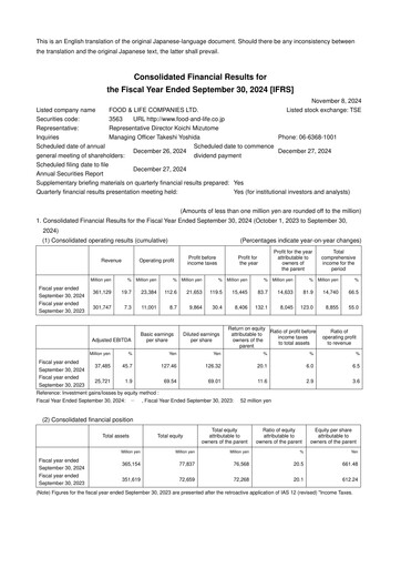 Thumbnail Food & Life Companies Financial Statement fy2024
