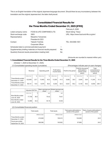 Vorschaubild Food & Life Companies Quartalsbericht 2026-q1