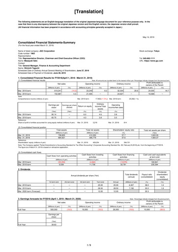 Thumbnail JGC Holdings Financial Report 2018