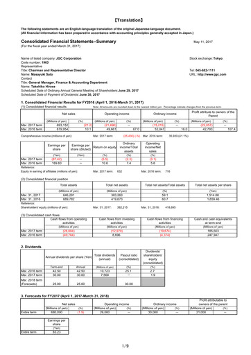Thumbnail JGC Holdings Financial Statement fy2016