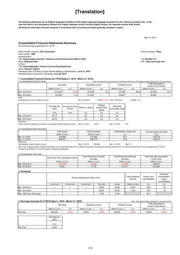 Thumbnail JGC Holdings Financial Statement fy2018