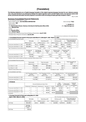Thumbnail JGC Holdings Financial Statement fy2023