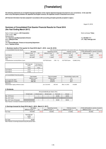 Thumbnail JGC Holdings Quarterly Report 2016-q1