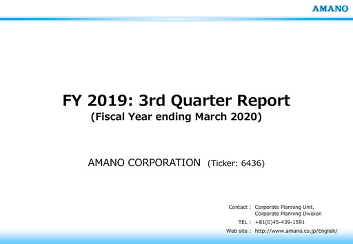 Thumbnail Amano Corporation Quarterly Report 2019-q3