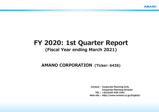 Thumbnail Amano Corporation Quarterly Report 2020-q1