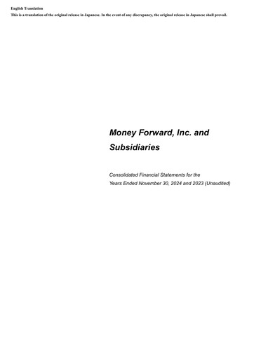 Thumbnail Money Forward Financial Statement fy2024
