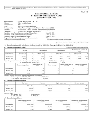 Thumbnail Yamada Holdings Financial Report 2026