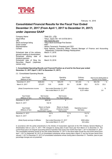 Thumbnail THK Co. Financial Statement 2017