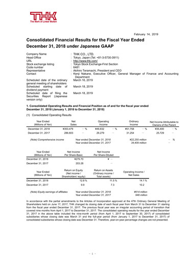 Thumbnail THK Co. Financial Statement 2018