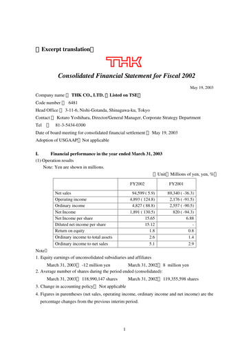 Thumbnail THK Co. Financial Statement fy2002