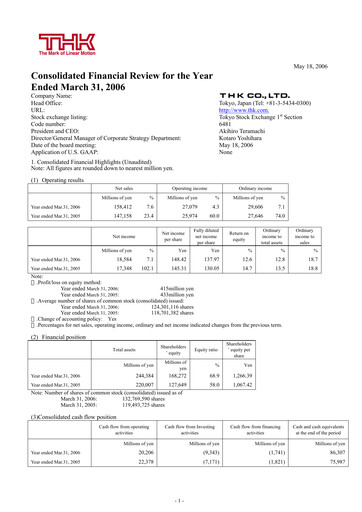 Thumbnail THK Co. Financial Statement fy2006