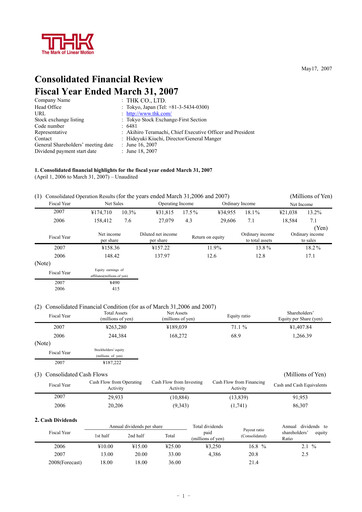 Thumbnail THK Co. Financial Statement fy2007