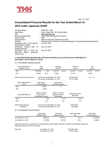 Thumbnail THK Co. Financial Statement fy2012