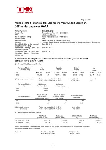 Thumbnail THK Co. Financial Statement fy2013