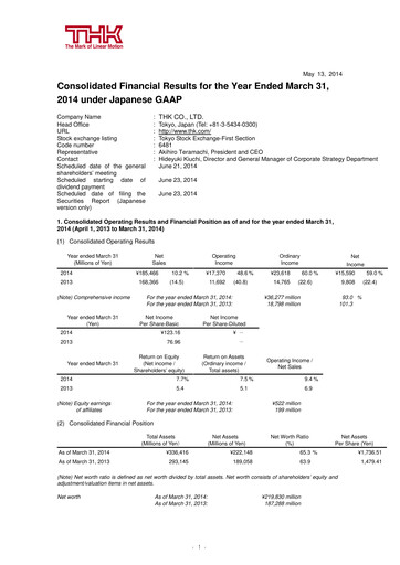 Thumbnail THK Co. Financial Statement fy2014