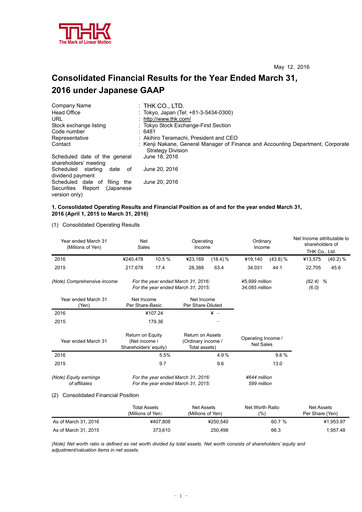 Thumbnail THK Co. Financial Statement fy2016