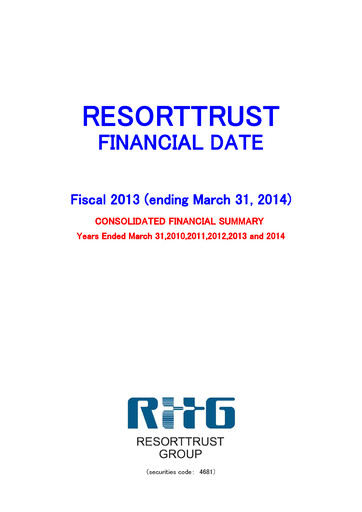 Thumbnail Resorttrust Financial Statement fy2013
