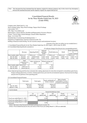 Thumbnail Daido Steel Quarterly Report 2025-q1