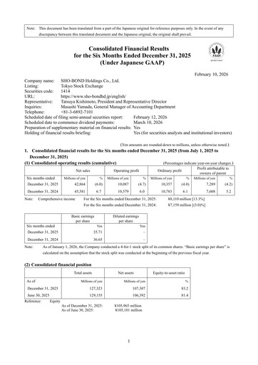 Vorschaubild SHO-BOND Holdings Halbjahresbericht 2026-h1