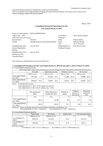 Miniature Zeon Corporation Bilan financier fy2014