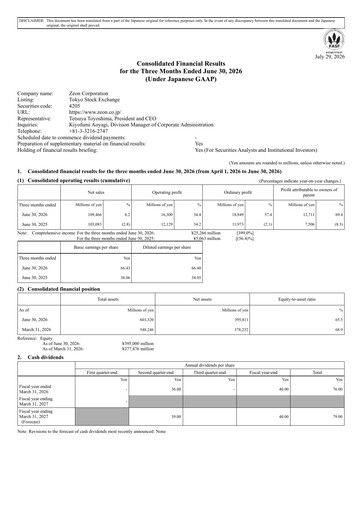 Vorschaubild Zeon Corporation Quartalsbericht 2027-q1