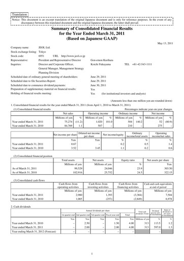 Thumbnail JEOL Ltd. Financial Report 2011