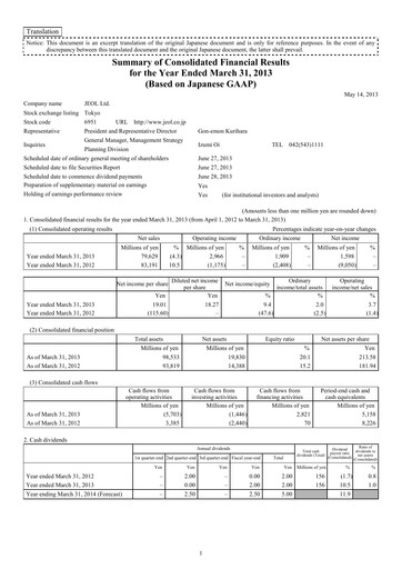 Thumbnail JEOL Ltd. Financial Statement fy2013