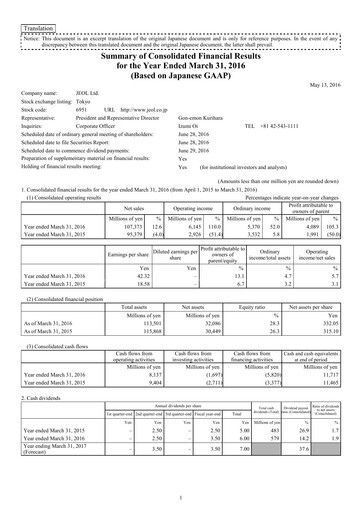 Thumbnail JEOL Ltd. Financial Statement fy2016
