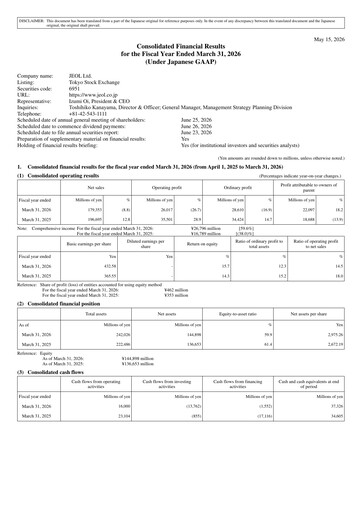 Vorschaubild JEOL Ltd. Finanzmitteilung fy2026