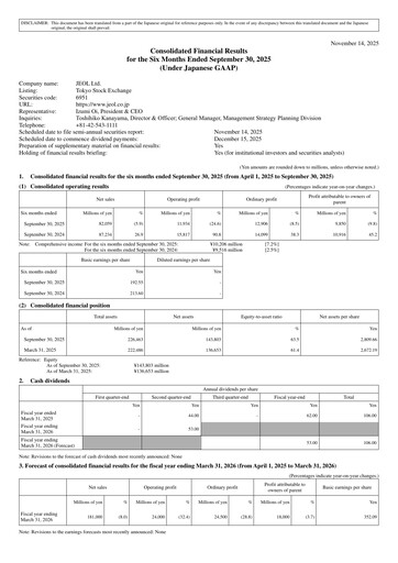 Thumbnail JEOL Ltd. Half-year Report 2025-h1