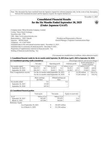 Thumbnail Mitsui Mining & Smelting Half-year Report 2025-h1