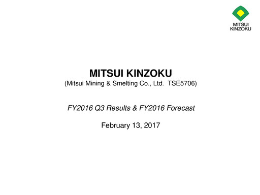 Thumbnail Mitsui Mining & Smelting Quarterly Report 2016-q3