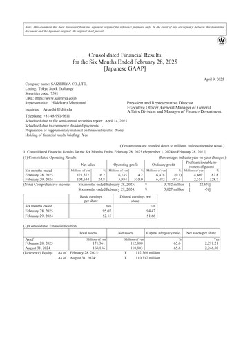 Miniature Saizeriya Rapport semestriel 2025-h1