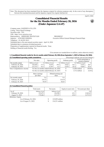 Miniature Saizeriya Rapport semestriel 2026-h1