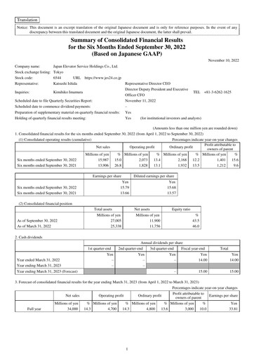 Thumbnail Japan Elevator Service Holdings Half-year Report 2023-h1