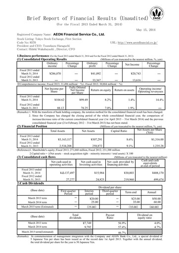 Thumbnail AEON Financial Service Financial Statement fy2013