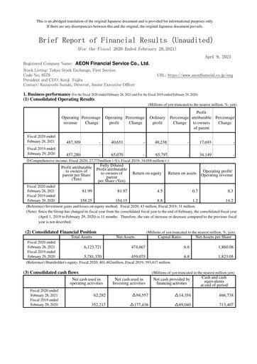 Thumbnail AEON Financial Service Financial Statement fy2020